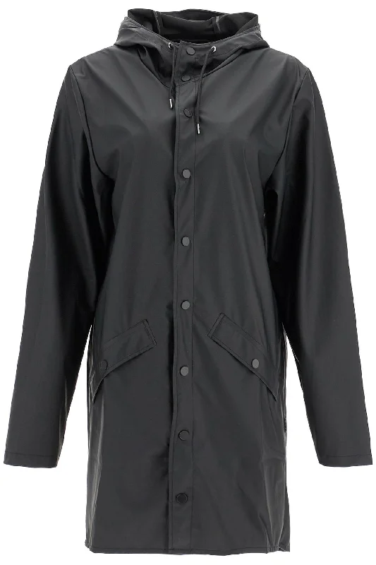 Unisex Long Rain Jacket  - Black Ribbed Jacket Pleated Jacket Ruffled Jacket