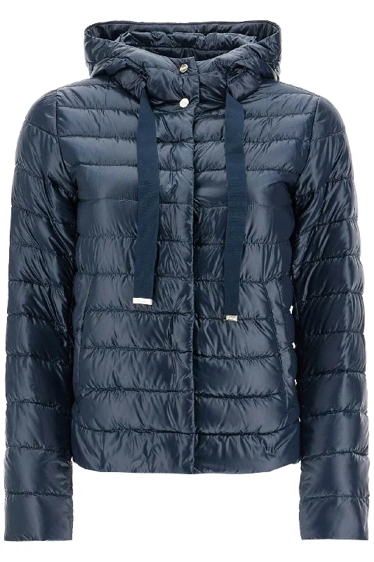 Cropped Down Jacket With Hood In Ultralight Dark Blue Nylon - Blue Faux Fur Jacket Real Fur Jacket Shearling Jacket Cropped Down Jacket With Hood In Ultralight Dark Blue Nylon - Blue Faux Fur Jacket Real Fur Jacket Shearling Jacket