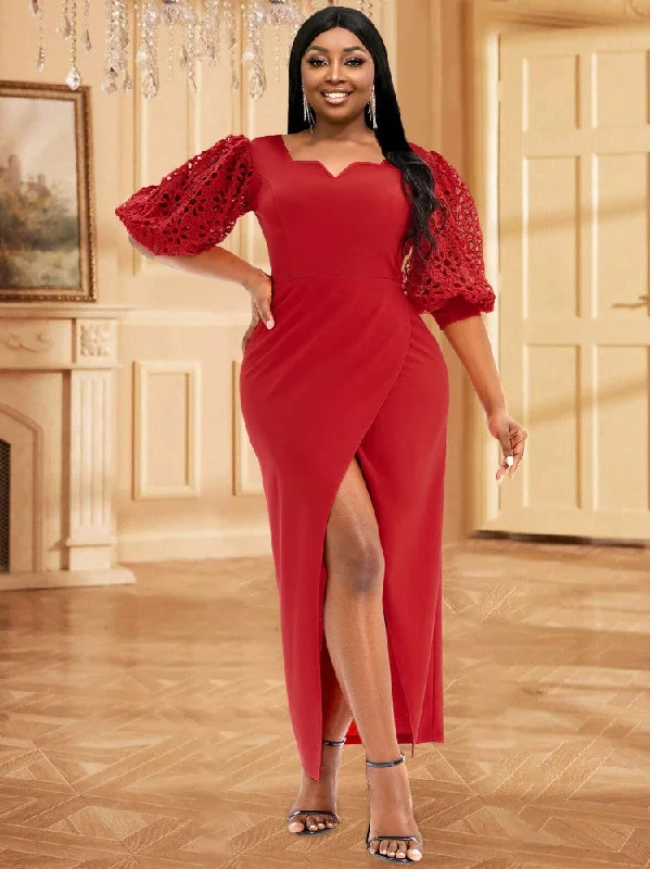 AOMEIDRESS Women Ruched High Slit Bodycon Evening Party Dress Boatneck Modish Everyday AOMEIDRESS Women Ruched High Slit Bodycon Evening Party Dress Boatneck Modish Everyday