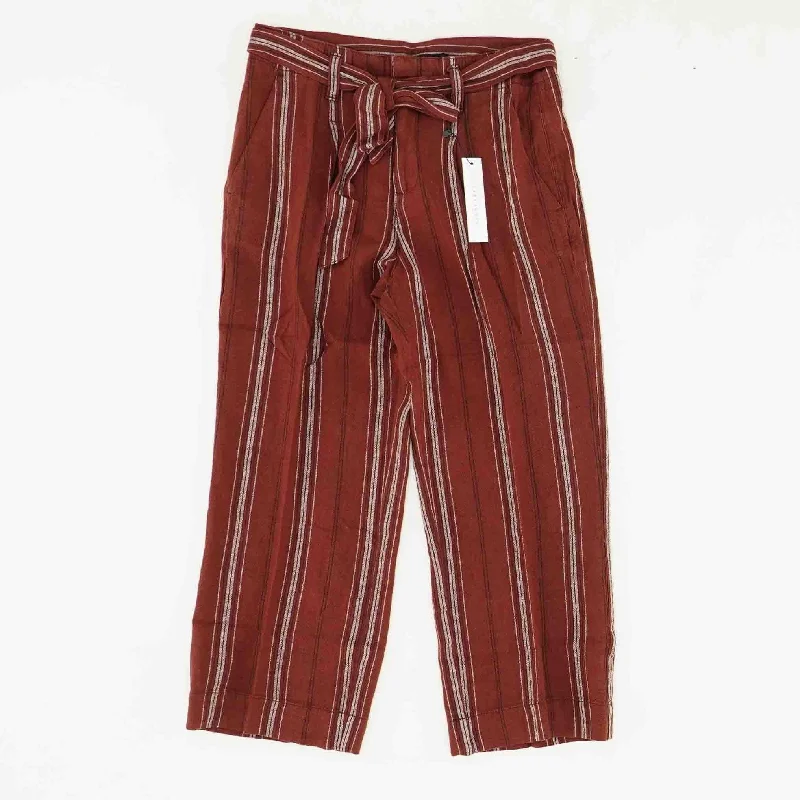 Burgundy Striped Capri Pants Formal Dress Pants