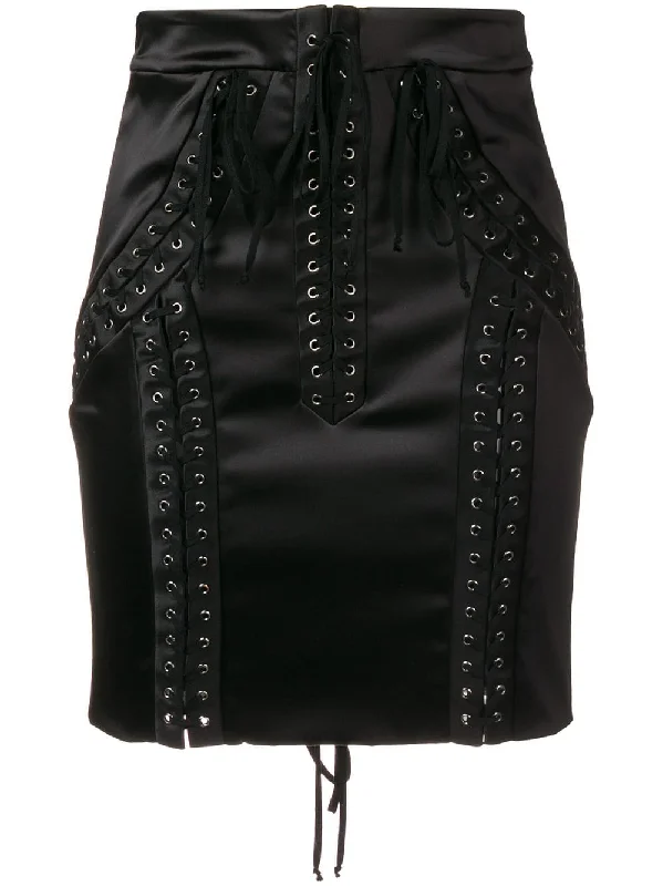 lace-up high-waisted skirt cashmere skirt rich