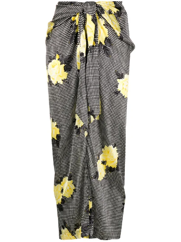 floral draped skirt silk skirt luxurious