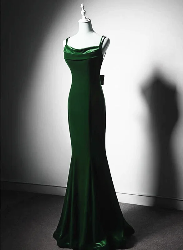 Green Mermaid Long Velvet Party Dress, Green Straps Long Formal Dress Prom Dress Tunics Running lightweight Green Mermaid Long Velvet Party Dress, Green Straps Long Formal Dress Prom Dress Tunics Running lightweight