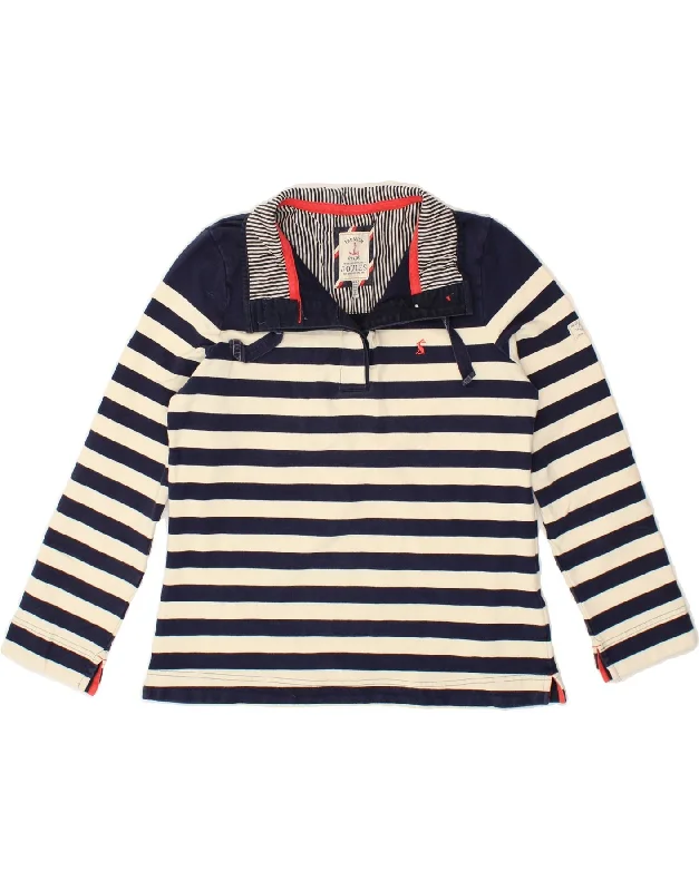 JOULES Womens Button Neck Sweatshirt Jumper UK 16 Large Navy Blue Striped Hoodie with Crew Neck Simple Timeless JOULES Womens Button Neck Sweatshirt Jumper UK 16 Large Navy Blue Striped Hoodie with Crew Neck Simple Timeless