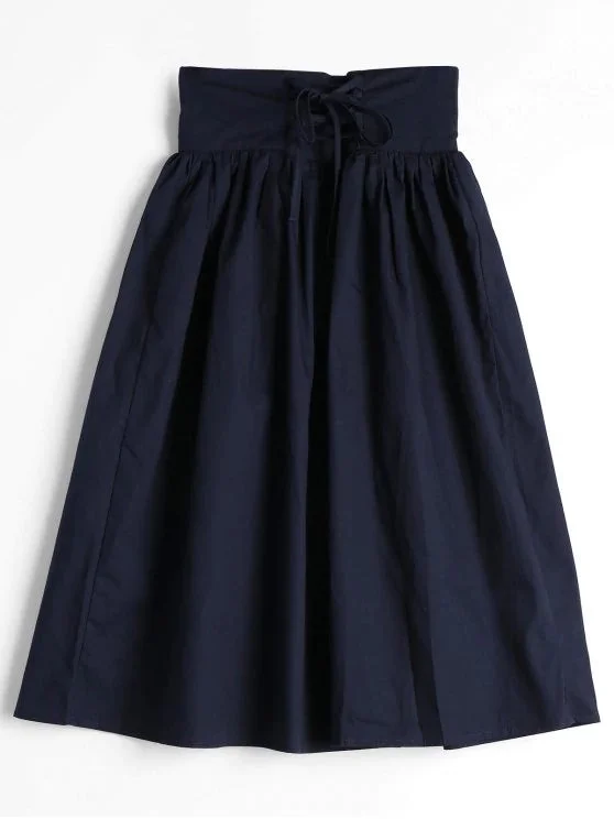 Pretty Lace Up High Waist A line Skirt chiffon skirt floaty