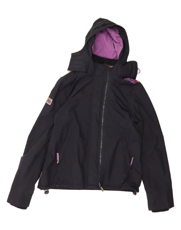 SUPERDRY Womens Windcheater Hooded Windbreaker Jacket UK 18 XL Black Ribbed Jacket Pleated Jacket Ruffled Jacket SUPERDRY Womens Windcheater Hooded Windbreaker Jacket UK 18 XL Black Ribbed Jacket Pleated Jacket Ruffled Jacket