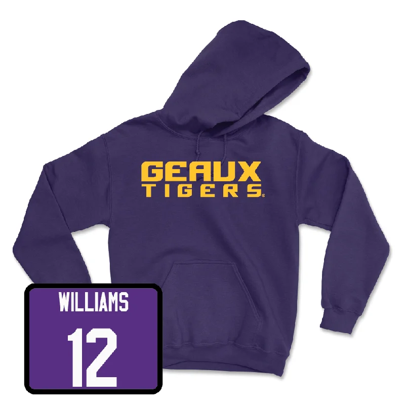 Women's Basketball Purple Geaux Hoodie - Mikaylah Williams Hoodie with Tied Waist Feminine Flattering Women's Basketball Purple Geaux Hoodie - Mikaylah Williams Hoodie with Tied Waist Feminine Flattering