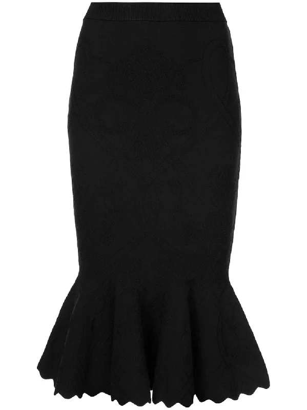 flounce hem skirt ribbed skirt waist