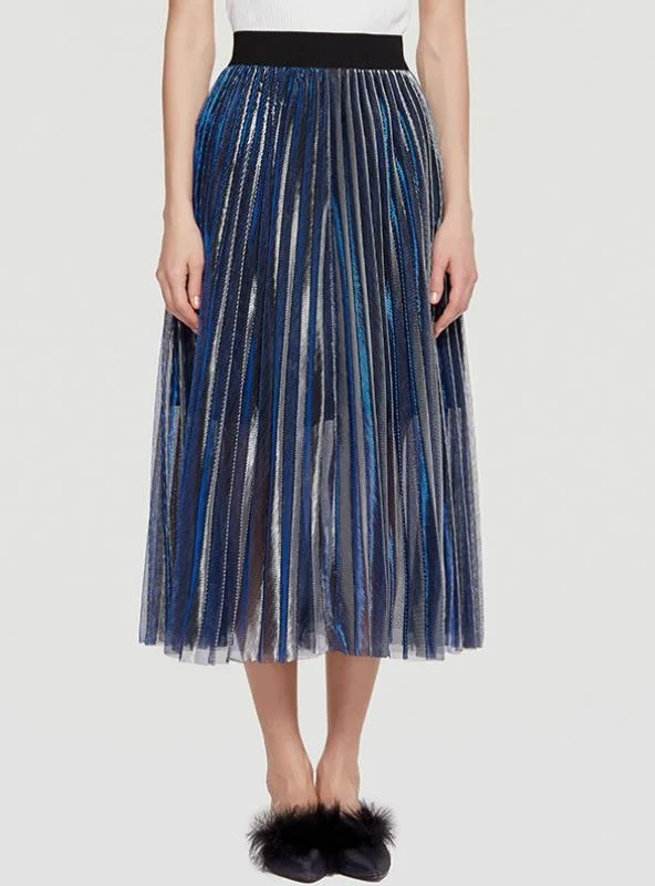 A-Line Folded Skirt High Waist Shaped Gauze Skirt tiered skirt playful