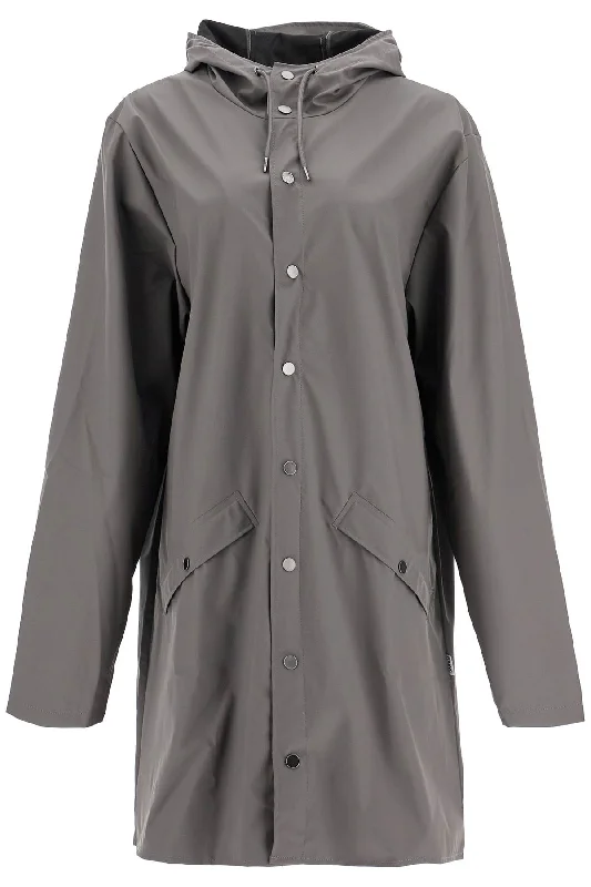 Unisex Long Rain Jacket  - Grey Tiered Jacket Buttoned Jacket Zippered Jacket