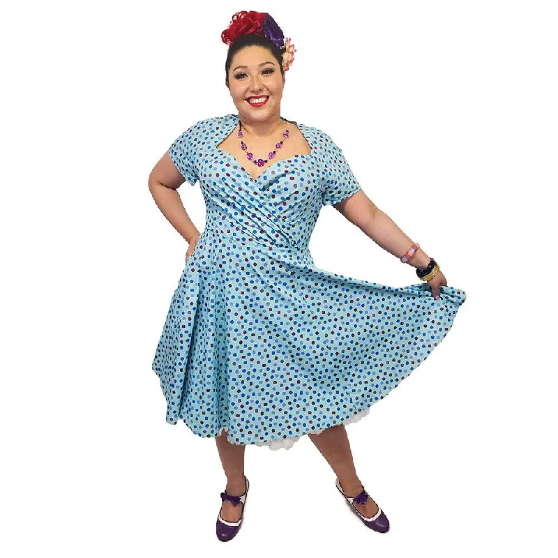 All about the Blues Polka Dot Swing Dress empire Waist empire
