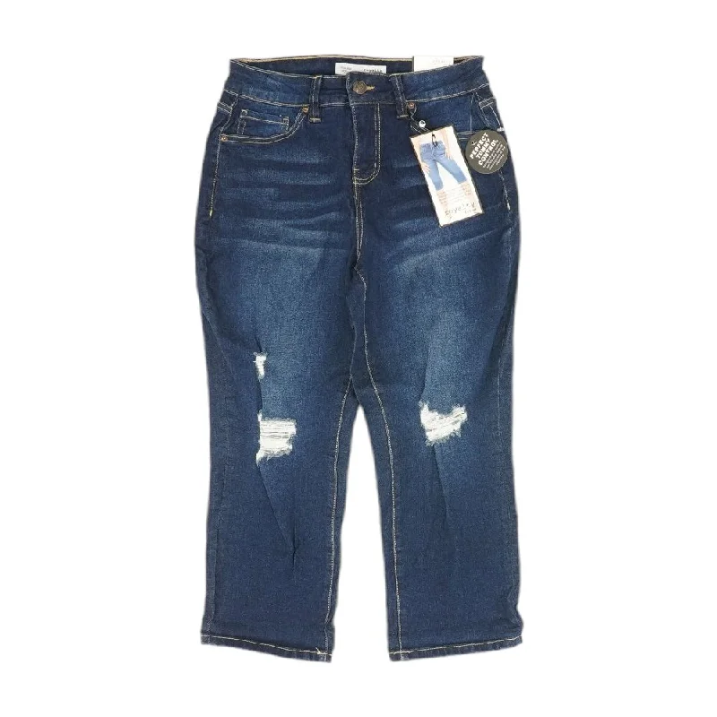 Blue Solid Capri Pants Formal Slim Pants