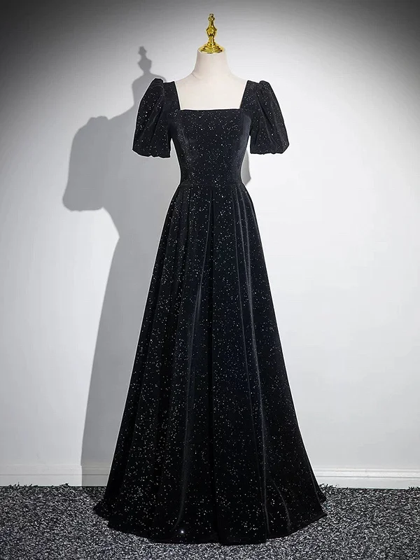 Black A-line Short Sleeves Velvet Simple Party Dress, Black Evening Dress Prom Dress Tunics Sale discount Black A-line Short Sleeves Velvet Simple Party Dress, Black Evening Dress Prom Dress Tunics Sale discount