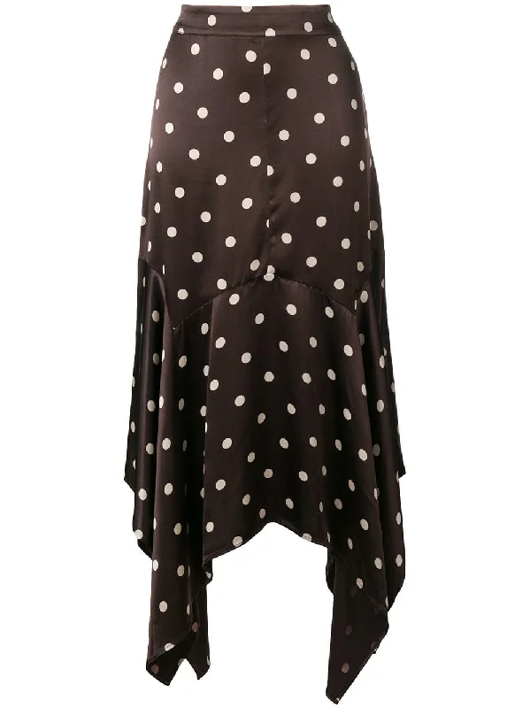 dot print asymmetric skirt tiered skirt playful