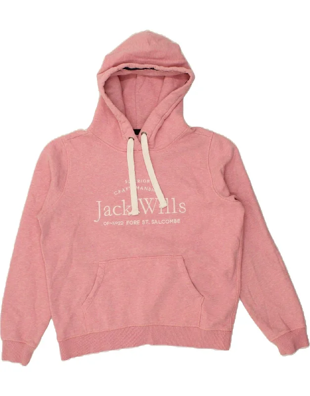 JACK WILLS Womens Graphic Hoodie Jumper UK 14 Large Pink Cotton Hoodie with High-Low Hem Asymmetrical Trendy JACK WILLS Womens Graphic Hoodie Jumper UK 14 Large Pink Cotton Hoodie with High-Low Hem Asymmetrical Trendy