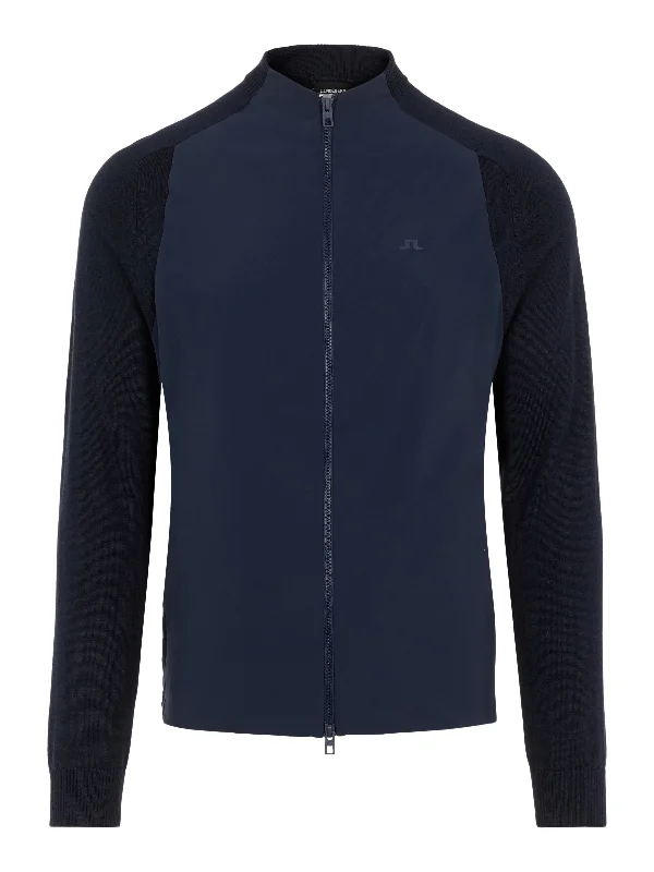 'Knit Hybrid' Collarless Golf Jacket - MEN / AW20 Print Jacket Jacquard Jacket Patchwork Jacket 'Knit Hybrid' Collarless Golf Jacket - MEN / AW20 Print Jacket Jacquard Jacket Patchwork Jacket