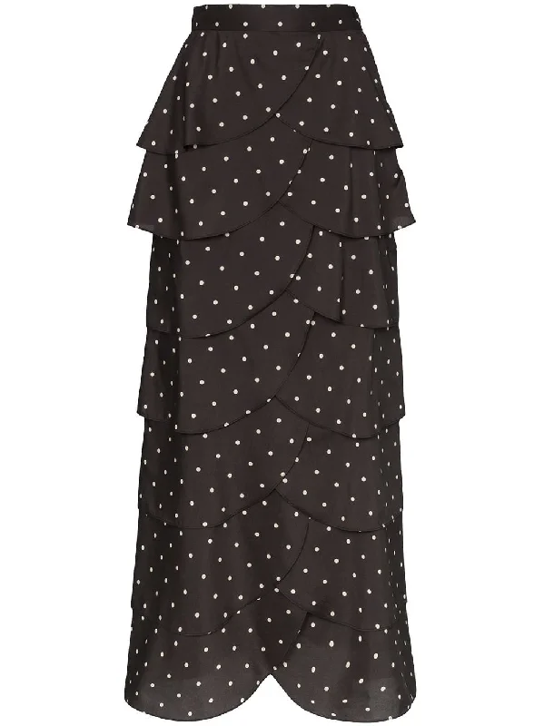 polka dot scalloped maxi skirt athletic skirt fit