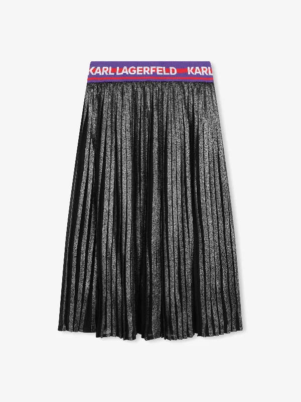 Karl Lagerfeld Girls Pleated Midi Skirt in Grey chiffon skirt lightweight