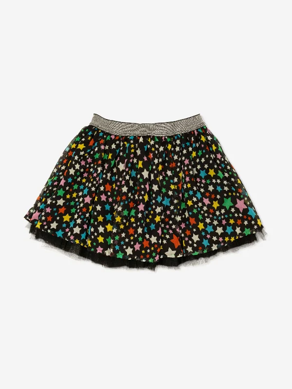 Stella McCartney Girls Star Skirt in Black chiffon skirt flowing
