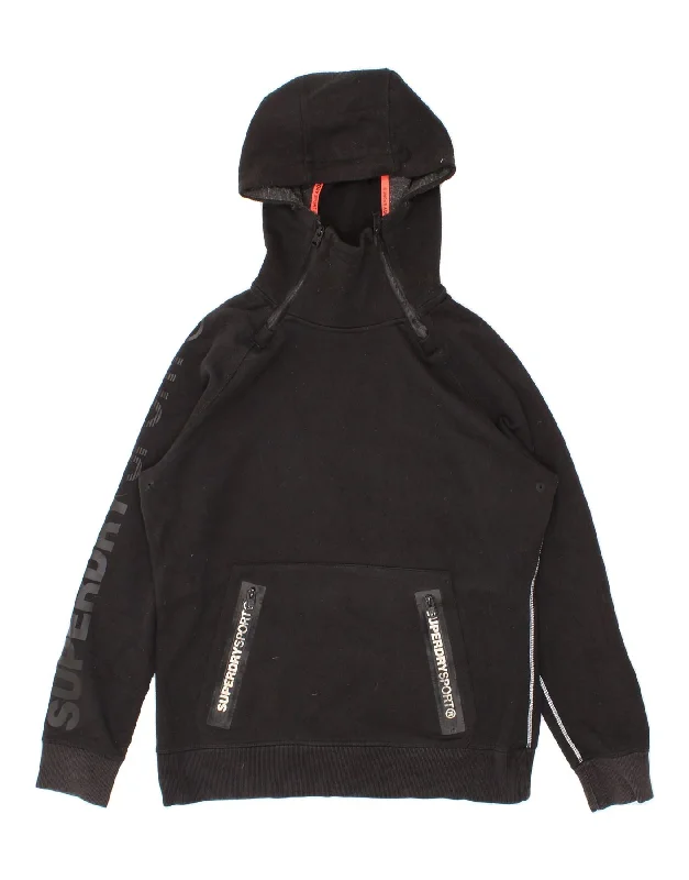 SUPERDRY Womens Graphic Zip Neck Hoodie Jumper UK 18 XL Black Hoodie with Mesh Breathable Sporty SUPERDRY Womens Graphic Zip Neck Hoodie Jumper UK 18 XL Black Hoodie with Mesh Breathable Sporty