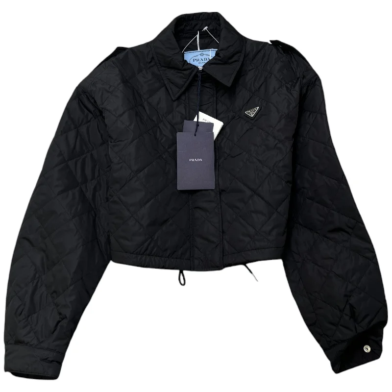 Women's Cropped Quilted Blouson Jacket Black Size IT 36 / UK 4 Nylon Fabric Polyester Fabric Spandex Fabric Women's Cropped Quilted Blouson Jacket Black Size IT 36 / UK 4 Nylon Fabric Polyester Fabric Spandex Fabric