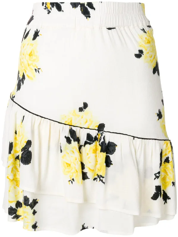 floral ruffle skirt slim fit skirt