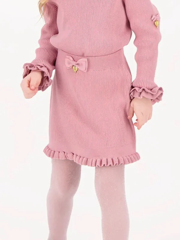 Angels Face Girls Troy Rib Knitted Skirt in Pink lace skirt feminine