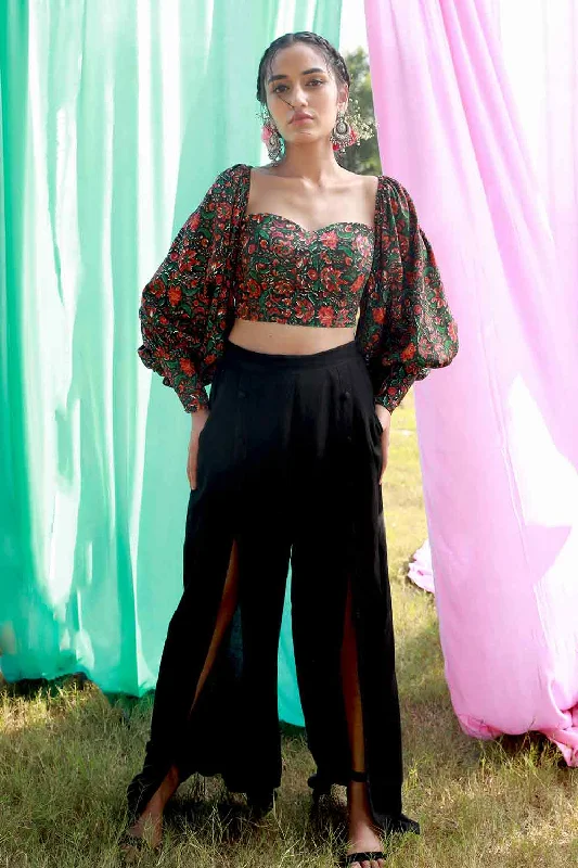 Button Down Pants with Long Cuff Bustier Classic Bootcut Trousers