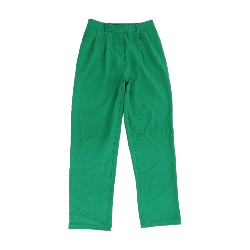 12 Green Solid Pants Classic Pleated Pants