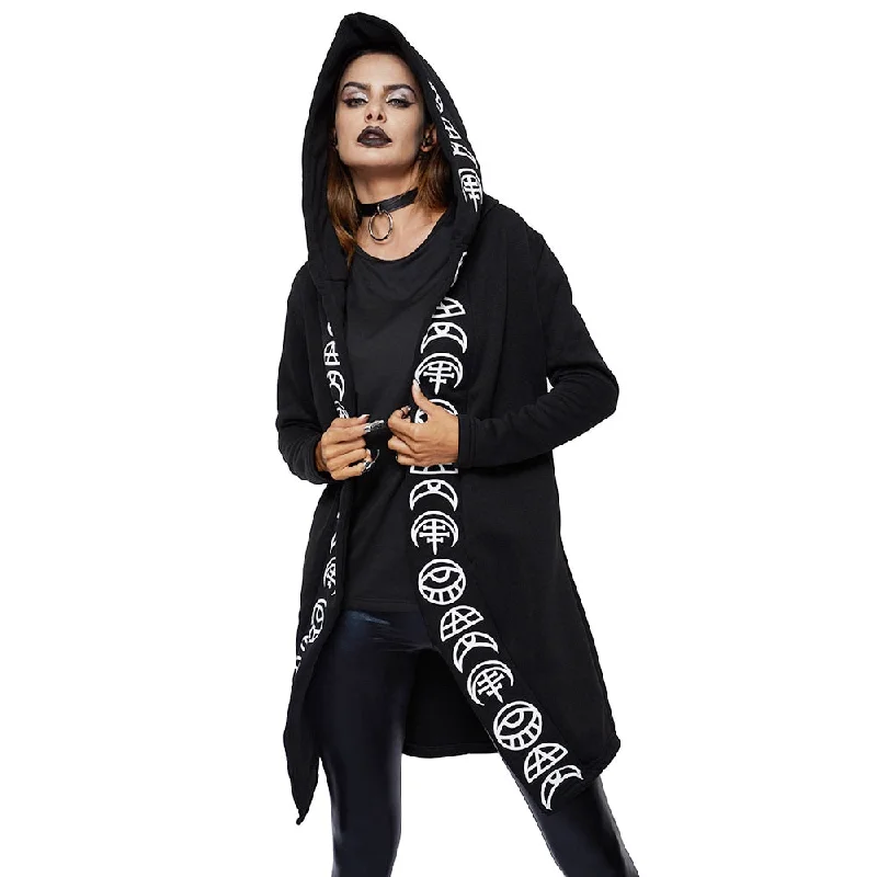 Gothic Style Women's Sweatshirt Hoodie with Ribbed Cuffs Snug Fit Comfort