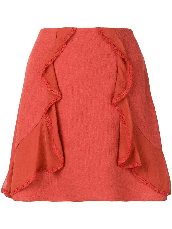 ruffle-trim skirt cashmere skirt plush