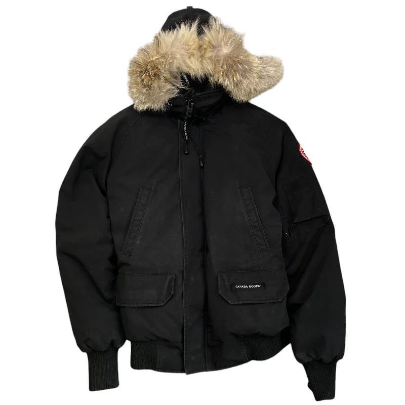 Women's Chilliwack Bomber Down Jacket Black Size S A-Line Jacket Boat Neck Shawl Collar