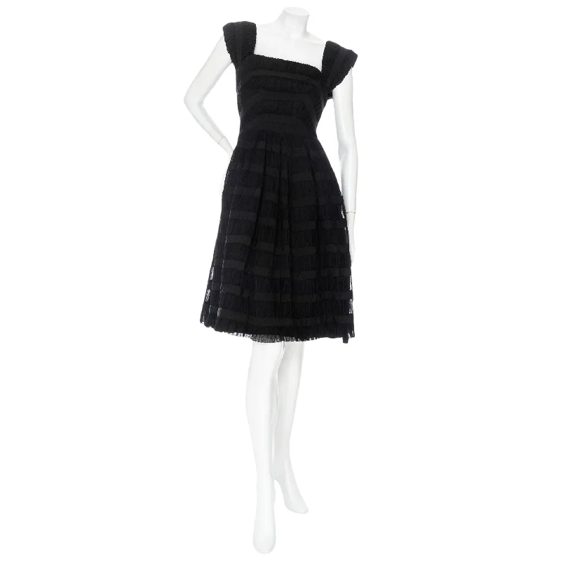 Vintage Black Silk Ruched Stripe Fit and Flare Cocktail Dress Tunics Handmade artisanal Vintage Black Silk Ruched Stripe Fit and Flare Cocktail Dress Tunics Handmade artisanal