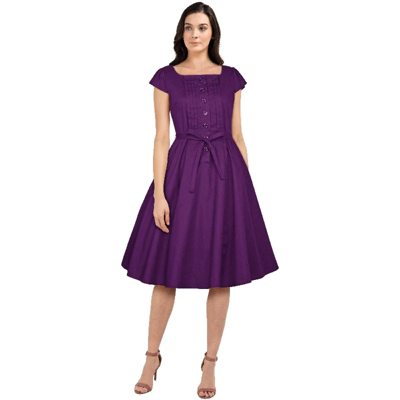 Pleated Pauline Dress in Purple Tunics Chinos classic