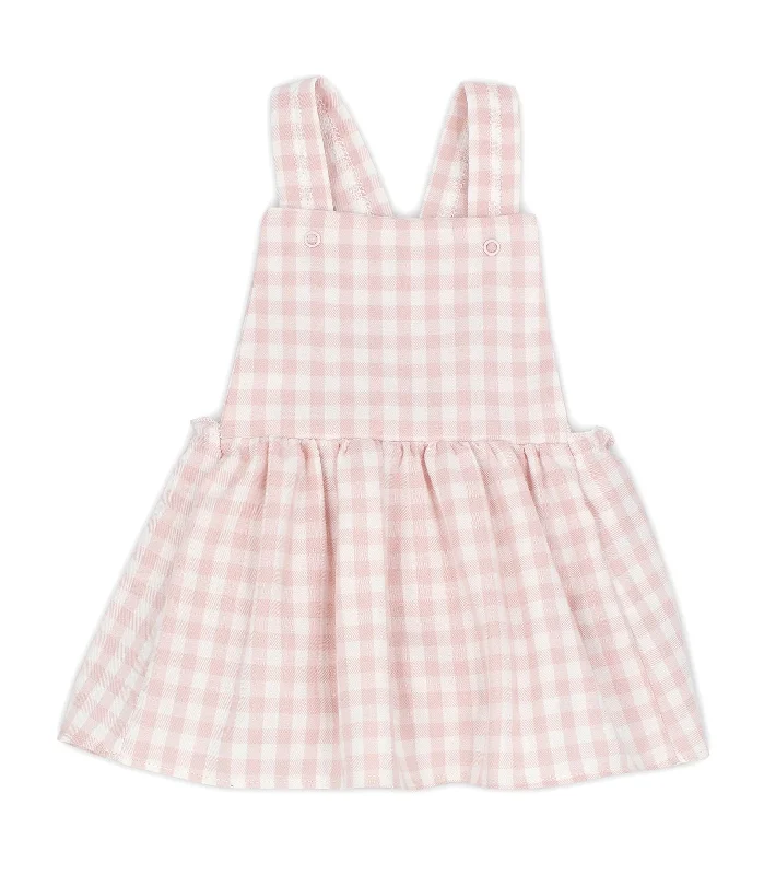 Rapife Dusky Pink Gingham Pinafore Dress Elegant Long Evening