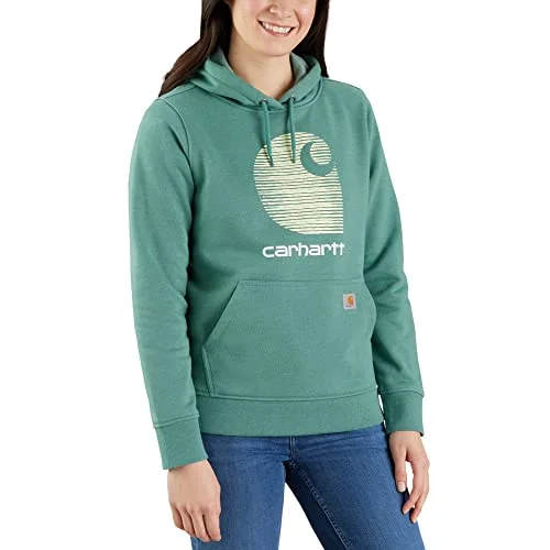 Carhartt Women's Rain Defender Relaxed Fit Midweight C Logo Graphic Sweatshirt Hoodie with Pocket Utility Practical Carhartt Women's Rain Defender Relaxed Fit Midweight C Logo Graphic Sweatshirt Hoodie with Pocket Utility Practical