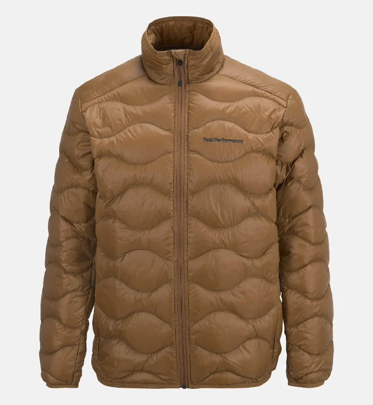 Brown Helium Jacket Stand-Up Collar Roll-Neck Collar Turtle Neck