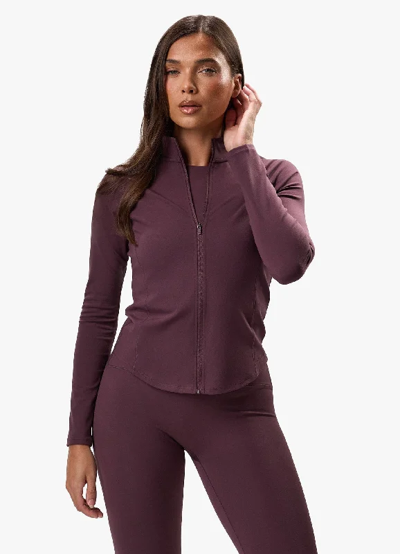 Gym King Peach Luxe Full Zip Jacket - Deep Plum Luxe Fleece Fabric Down Fabric Feather Fabric