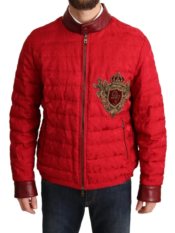 Red And Gold Bomber Designer Jacket Tiered Jacket Buttoned Jacket Zippered Jacket