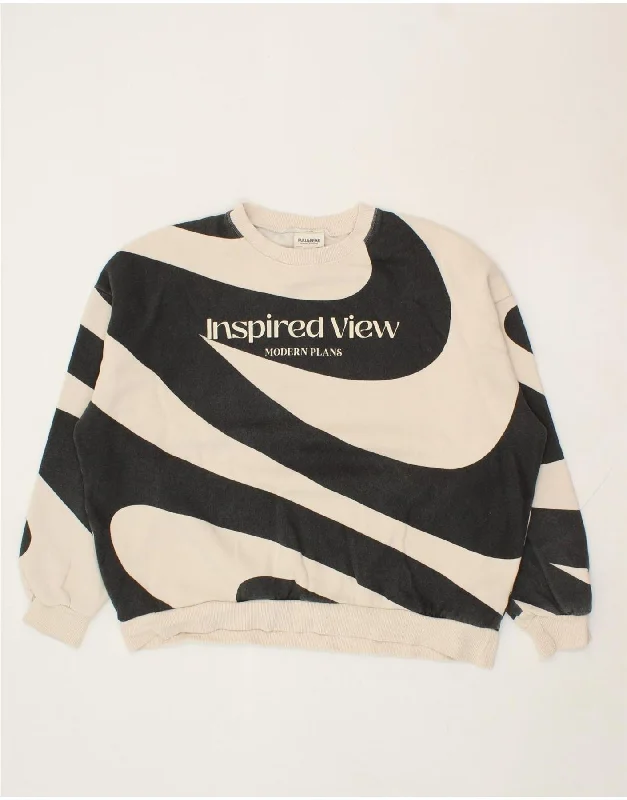 PULL & BEAR Womens Oversized Sweatshirt Jumper UK 10 Small Black Hoodie with Toggle Buttons Decorative Unique PULL & BEAR Womens Oversized Sweatshirt Jumper UK 10 Small Black Hoodie with Toggle Buttons Decorative Unique