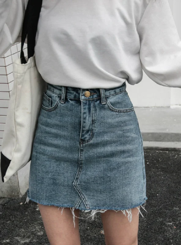 High Waist Skirts Womens Pockets Button Denim linen skirt natural