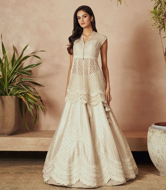 IVORY JACKET SET Satin Fabric Silk Fabric Chiffon Fabric