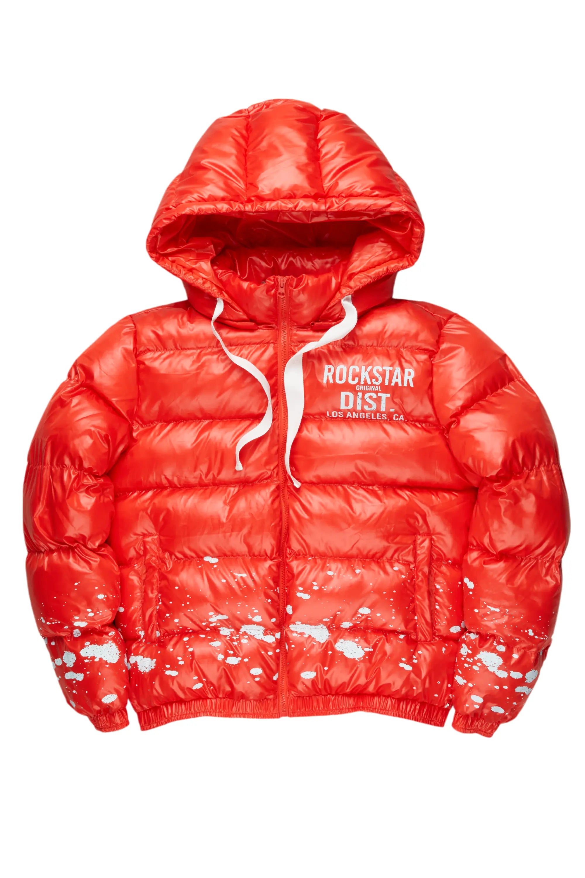 Art Dist. 2.0 Red Puffer Jacket Snapped Jacket Toggled Jacket Drawstring Jacket