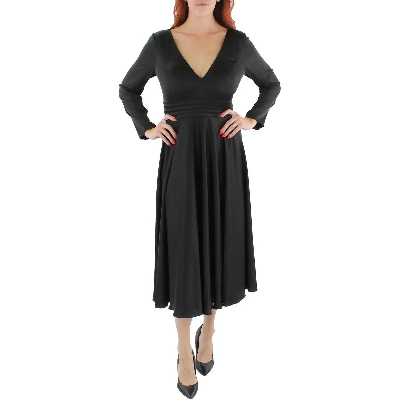 Plus Womens Satin Midi Cocktail and Party Dress Tunics Chic elegant