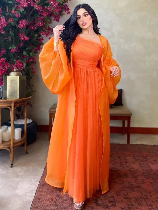 Women Puff Sleeve Inner Dress +abaya Wedding Evening Party Dress  X4592910 Tunics Brand named
