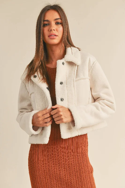 Suede Sherpa Reversed Jacket Oversized Jacket Tailored Jacket Straight Jacket