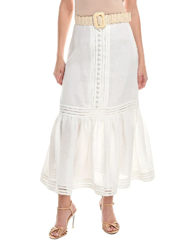 Zimmermann Jude Linen Midi Skirt lace skirt romantic