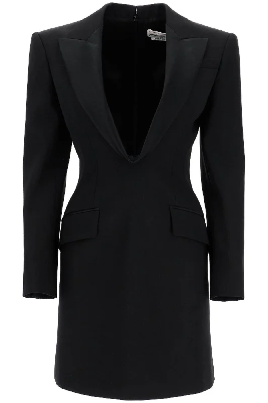 Jacket-style Mini Dress  - Black Chenille Jacket Brocade Jacket Lace Jacket