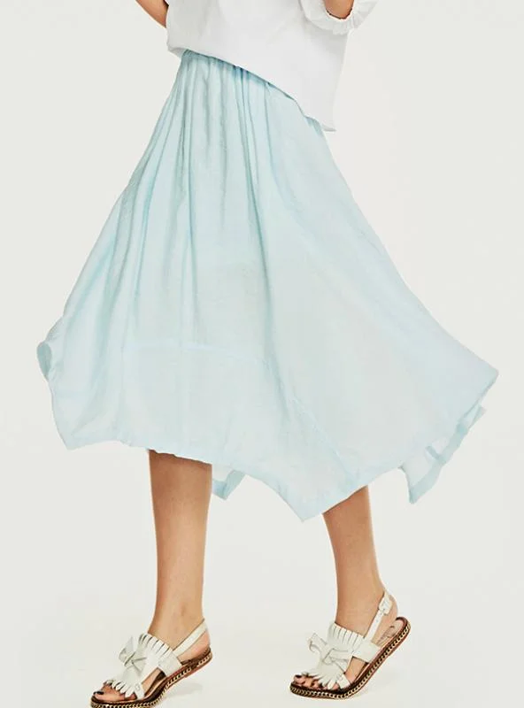 Slim Fit Elastic Waist Tea-Length Skirt Irregular Skirt high slit skirt