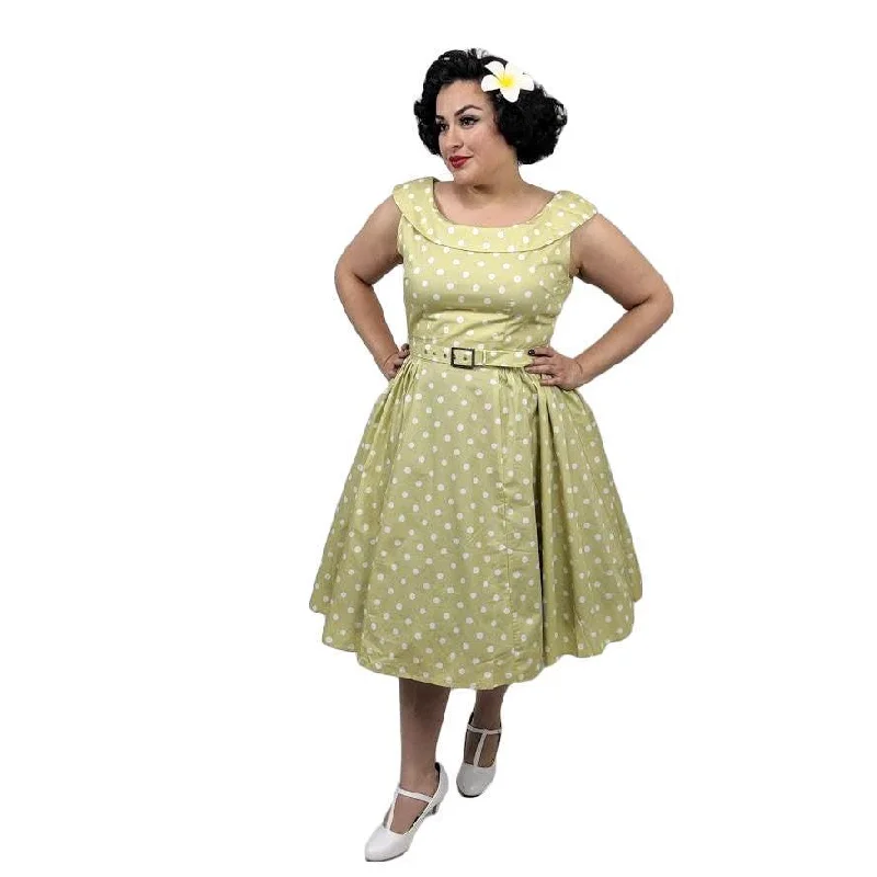 Housewife Dress in Chartreuse Polka Dot Tunics Bridal satin